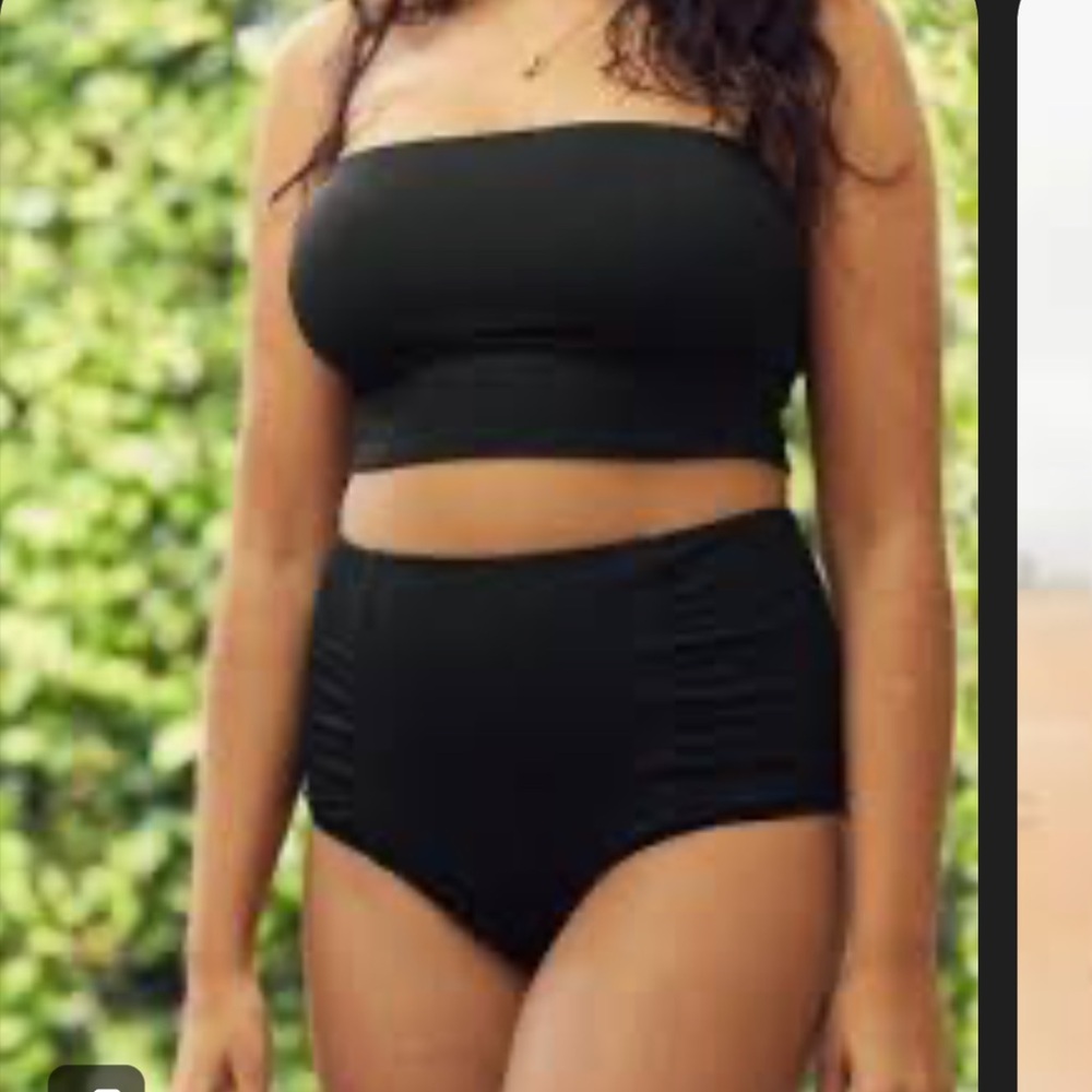 NWT size M Aerie ribbed high waisted black bikini bottoms